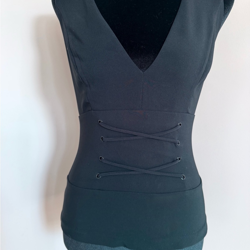 Curve Loving Black V-Neck Corset Top
